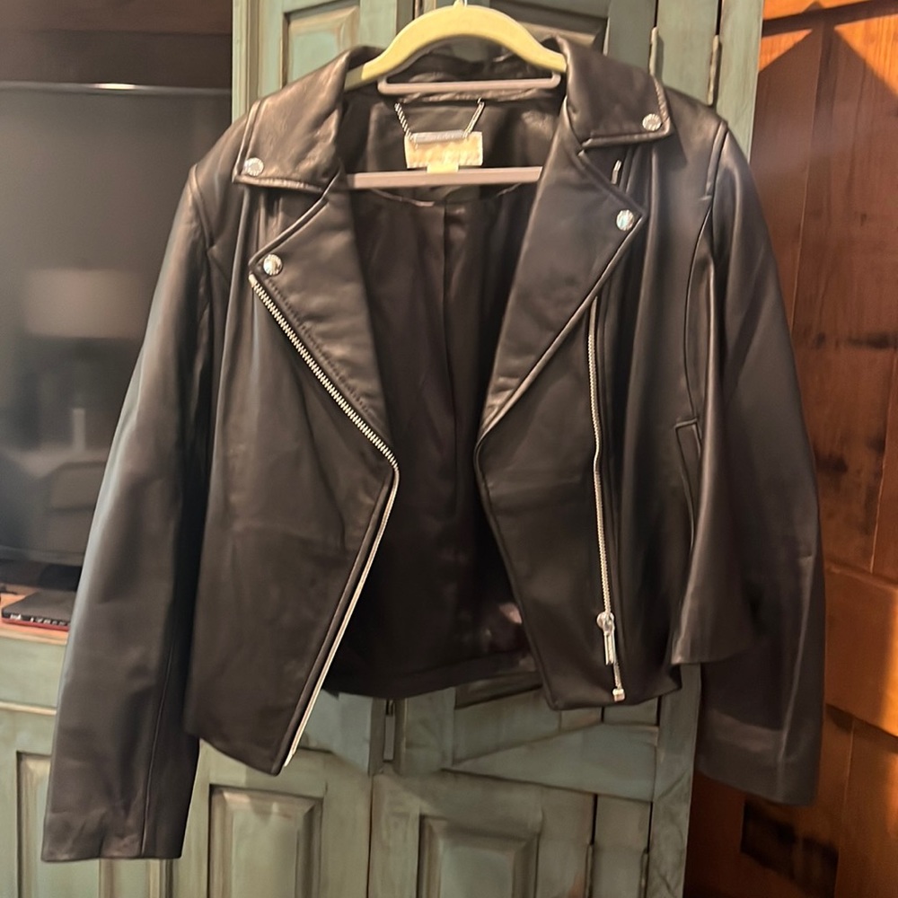 Michael Kors Moto lamb skin leather jacket